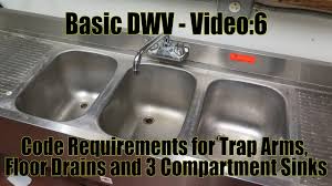 Kitchen sink drain plumbing code. Basic Dwv Video 6 Code Requirements For Trap Arms Floor Drains And Triple Sinks Youtube