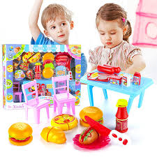 A dream come true for small chefs. Kids Kitchen Set Simulation Burger Fast Food Toys Kitchen Table Chair Play House Kids S Kitchen Toys Set Birthday Gift Kitchen Toys Aliexpress