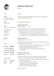 Free Bartender Resume Sample Template Example Cv Resume Examples Job Resume Template Resume Templates