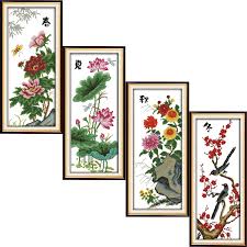 Free cross stitch patterns, tutorials for finishing your cross stitch, gift ideas and free mini black cat here is a selection of mini bags that match the seasons cross stitch freebies, just right click on the. Joy Sunday Four Seasons Scenery Canvas Dmc 11ct 14ct Counted Chinese Cross Stitch Kits Printed Embroidery Needlework Home Decor Package Aliexpress