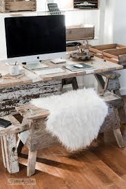 Looking for a good deal on bench desk? Pallet Wood Office Desk With Large Sign And Rustic Benches