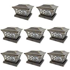 Iglow 8 Pack Vintage Bronze 6 X 6 Solar Post Light Smd Led Deck Cap Square Fence Outdoor Garden Landscape Pvc Vinyl Wood Lovely Novelty Solar Post Lights Post Lights Outdoor Gardens Landscaping