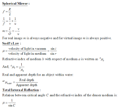 important topics and formulae in ray optics and wave optics