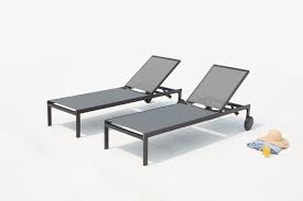 Lot De 2 Bains De Soleil En Aluminium Avec Roulettes Cuba Gris