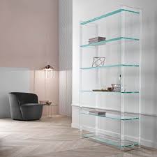 Tonelli Quiller Libreria Glass Bookcase Living Room Furniture Ultra Modern Glass Bookcase Glass Furniture Glass Shelves In Bathroom