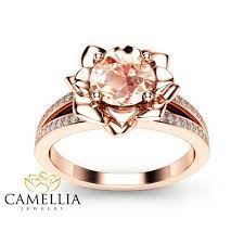 Morganite Flower Engagement Ring 14k Rose Gold Flower Etsy Morganite Diamond Ring Flower Engagement Ring 14k Engagement Ring