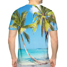 Nicokee 3d Print T Shirt Palm Trees On Tropical Island