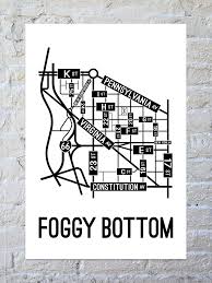 The map of the streets of the washington dc hoods and the washington dc ghetto and urban areas that shows the different sections of the southwest, the southeast, the northeast, and the northwest, as well as maryland hoods of pg county (prince george's county, maryland) that is right outside of the district. Foggy Bottom Washington D C Street Map Print School Street Posters