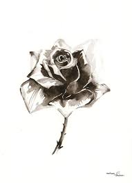 Black And White Watercolor Painting Tutorial Original Watercolor Painting Black White Grey Rose By Milkfoam 35 00 Black Watercolor Tattoo Watercolor Rose Tattoos Black Rose Tattoos