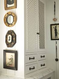 Bill Litchfield Designs Diagonal Louvered Cabinet I Like The Picture Grouping On Side Of Cabinet Home Design Farmhouse Kitchen Cabinets