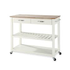 Crosley furniture rolling kitchen island with natural wood top. Crosley Natural Wood Top Rolling Kitchen Cart Island With Removable Shelf Bed Bath Beyond Kitchen Island Cart Kitchen Cart White Kitchen Cart