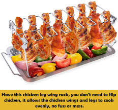 May 27, 2020 · ⭐ then, place chicken on grill or in smoker and cook until just short of the final cooking temperature. Buy Chicken Leg Wing Grill Rack Bbq Chicken Drumsticks Rack Stainless Steel Roaster Stand With Drip Pan Hang Up To 14 Chicken Legs Or Wings Great Easy To Grill Smoke Wings In