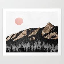 Black X Gold Flatirons Chautauqua Park Boulder Colorado Abstract Landscape College Wall Decor A Mountain Art Print Modern Wall Art Canvas Modern Framed Art