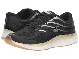 Black And Gold Womens Shoes Skechers Skyline Black Gold Women S Shoes Put Your Sporty Look On Display In The Jogger Inspired Skechers Skyline Sneaker In 2020 Skechers Black Shoes Women Shoes