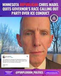 On January 26, 2026, Republican gubernatorial candidate Chris Madel  withdrew from the Minnesota governor's race, citing sharp opposition to  national Republican leadership and the conduct of federal immigration  authorities. Key details from