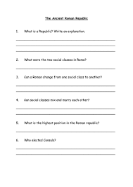 Founding of the roman republic: Ancient Roman Republic Worksheet Teaching Resources