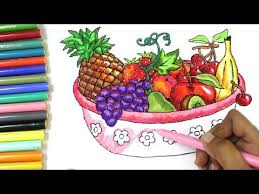 Color Fruits Basket Coloring For Kids Learn Fruits For Kids Youtube Fruits Drawing Basket Drawing Fruit Basket Drawing