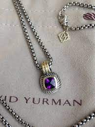 Sold David Yurman Albion Amethyst Enhancer Pendant 14k Gold With 32 Silver Box Link Chain Necklac Chain Link Necklace David Yurman Jewelry 14k Gold Pendants