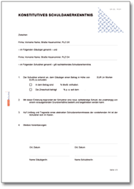 Schuldschein m (genitive schuldscheines, plural schuldscheine). Konstitutives Schuldanerkenntnis De Formular Download