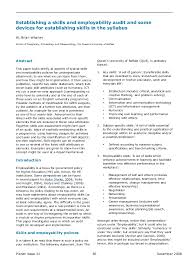 Maybe you would like to learn more about one of these? Pdf Establishing A Skills And Employability Audit And Some Devices For Establishing Skills In The Syllabus Brian Whalley Academia Edu