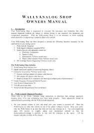Wally Analog Shop Owners Manual Manualzz Com