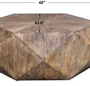 Onyx II Wood Geometric Coffee Table Natural Finish ...