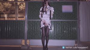 国产CD系列伪娘曦曦新作暗黑系jk制服-写字楼门撕破丝袜飞机射出