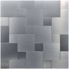 Art3d Puzzle Brushed Silver Square 12 In X 12 In Peel And Stick Bathroom Kitchen Backsplash Tile 1 Pack Walmart Com Metallic Backsplash Decorative Wall Tiles Metal Tile Backsplash