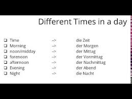 Different times of the day. Lesson 17 Different Times In A Day German Language Course Youtube