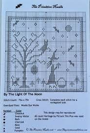 Want to learn diy the primitive needle?we provide patterns include jewerly,beading,seed beads,charms,wire wrapping,cross stitch,.xsd,.pat,scanned,repaint,crochet. By The Light Of The Moon By The Primitive Needle Xs4 Halloween Cross Stitch Patterns Cross Stitch Freebies Moon Cross Stitch