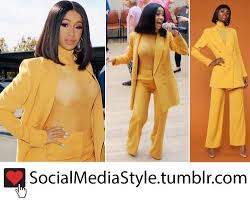 Black And Yellow Suit Girls Cardi B S Yellow Suit From Carpool Karaoke Yellow Suit Winter Graduation Outfit Cardi B