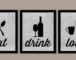 Modern Kitchen Art Kitchen Wall Art Burlap Eat Drink Love Modern Kitchen Art Farmhouse Decor Modern Kitchen Art Modern Kitchen Wall Decor Kitchen Wall Art