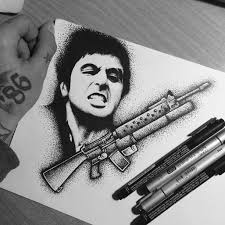Black And White Scarface Sketch Pin En Jaku Tattoo