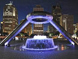 In The Middle Of Detroit Michigan S Largest City Sits The Riverfront Hart Plaza Named After Senator Philip A Hart Visit Detroit Michigan Detroit Skyline