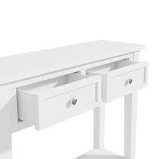 A vintage console table can also double up as a dressing table in the bedroom. Narrow Console Table With Drawers In White Elms Furniture123