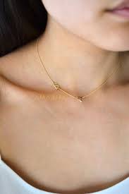 Sideways Double Initial Necklace Initial Necklace Necklace Asymmetrical Necklace