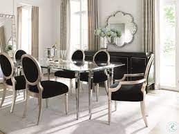 100% polyester cushions are available in dark gray, light gray, orange, and green to personalize your dining room or kitchen. Caracole Classic Black Velvet And Silver Leaf Dining Chair Set Of 2 From Caracole Coleman Furniture