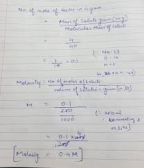 Calculate the molarity in a solution containing 40.0 g of nacl dissolved in 500.0 ml of h2o. How To Find The Molarity Of Naoh Solution