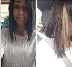 Just Got My Hair Done Dark Brown Hair With One Blonde Streak Hair Hair Styles Long Hair Styles