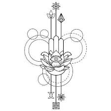Abstract Techno Tattoo Of Hand Of Fatima And Eye With Geometric Hamsa Tattoo Design Geometric Tattoo Geometric Tattoo Vector