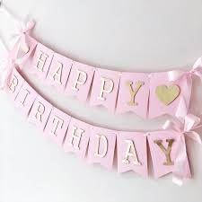 Birthday Banner With Picture Pink Gold Personalized Happy Birthday Banner Girl First Etsy Diy Birthday Banner Personalized Happy Birthday Banner First Birthday Decorations