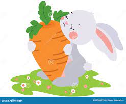 小兔崽子在花园里拥抱大胡萝卜向量例证. 插画包括有婴孩, 快乐, 拥抱, 童年, 兔子, 逗人喜爱- 183860739