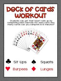 Swiss ball workout playing card game. Deck Of Cards Workout Worksheets Teaching Resources Tpt