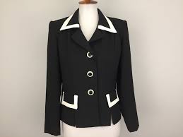 Black And White Suit Jacket Womens Black Jacket White Trim Womens Petite Size 6 Suit Jacket Two Tone Jacket Blazer Fitted Color Block Unlined Small Petite Womens Clothing Petite Womens Clothing Black Jacket Color Block Jacket