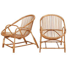 Pair Of French Bamboo Wicker Lounge Chairs 1950s For Sale Rattan Lounge Chair Wicker Lounge Chair Comfy Leather Chair