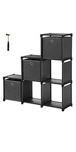 Songmics 6 Cube Bookcase Cube Storage Staircase Organiser Step Rack In Living Room Storage Shelf In Bedroom Children S Room Bathroom For Toys And Daily Necessities Room Divider Black Lsn63bkv1 Bookcases