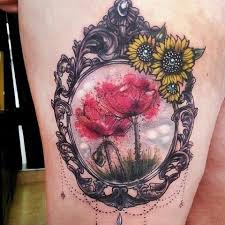 The Frame And Sunflower Inside The The Frame Will Be A Poppy Field World War Scene Framed Tattoo Remembrance Tattoos Skin Art