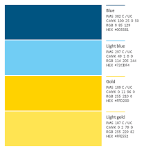 Blue gold and white color scheme. The Uc Brand Color