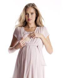L'allattamento risulta discreto e pratico grazie alle cerniere invisibili. Seraphine Jodie Abito Premaman E Allattamento Elegante Chiffon Rosa Malva Donna