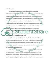 A critique is usually written in response to a creative work, such as a novel, a film, poetry, or a painting. Summary Critical Response Essay Example Topics And Well Written Essays 500 Words